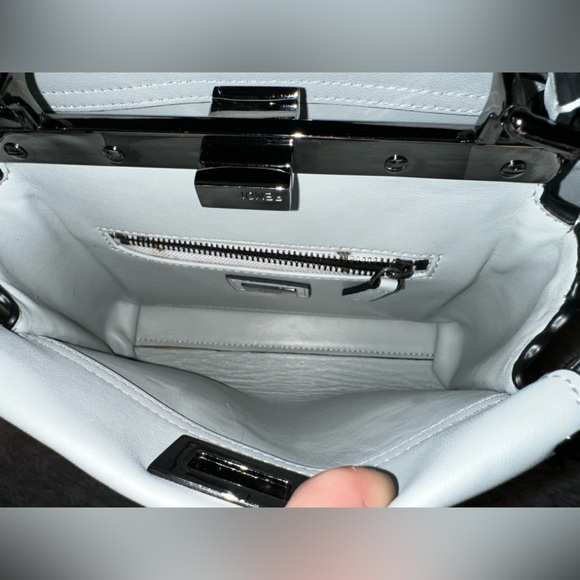 Fendi Peekaboo Mini Light Blue Studded Leather Two Way Top Handle Bag - Picture 13 of 16